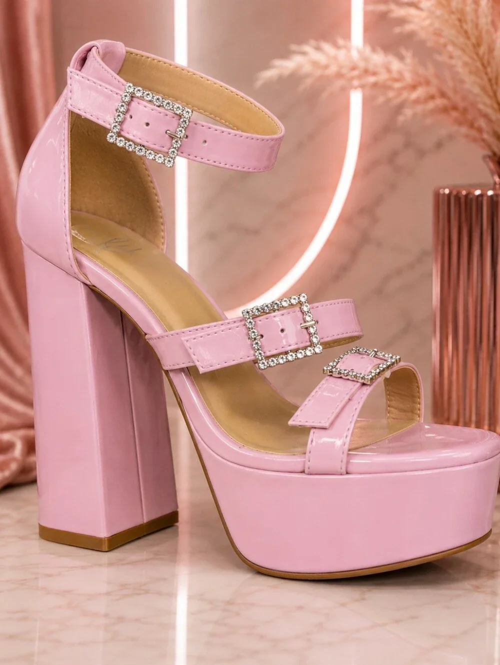 Delicious Shoes “Kebab” Pink Rhinestone Platform Heels – Women’s Size 7.5 – NIB